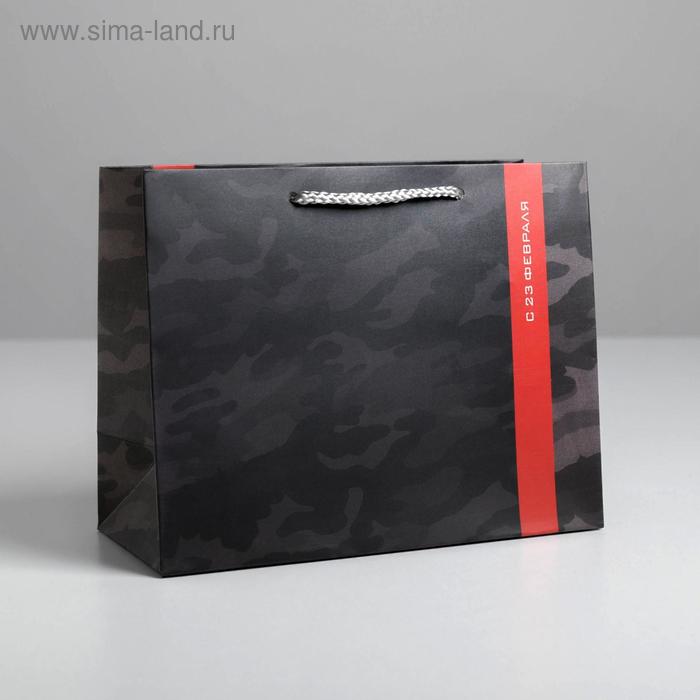 Пакет подарочный ламинированный горизонтальный, упаковка, «С 23 февраля», MS 23 х 18 х 10 см - Фото 1