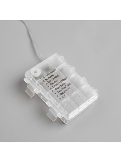 Гирлянда «Нить» 5 м роса, IP65, серебристая нить, 50 LED, 8 режимов, батарейки AAх3 (нет в комплекте), свечение белое