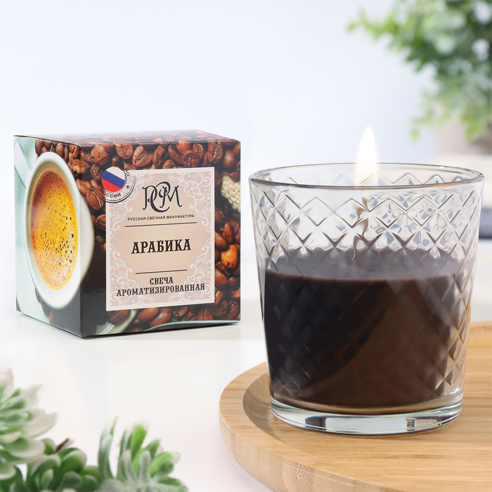 Свеча ароматическая в стакане "Арабика", подарочная упаковка, 8х8,5 см, 30 ч - Фото 1