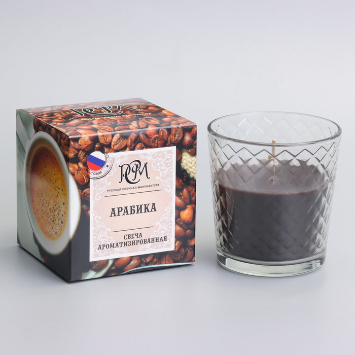 Свеча ароматическая в стакане "Арабика", подарочная упаковка, 8х8,5 см, 30 ч - фото 1926154963