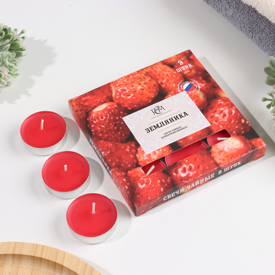 Набор свечей ароматических чайных «Земляника», 9 шт.