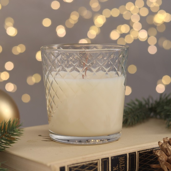Свеча ароматическая в стакане "Новогодний снег", время горения 30 ч - Фото 1