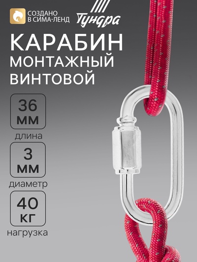 Карабин винтовой ТУНДРА krep, М3.5, оцинкованный, 1 шт.