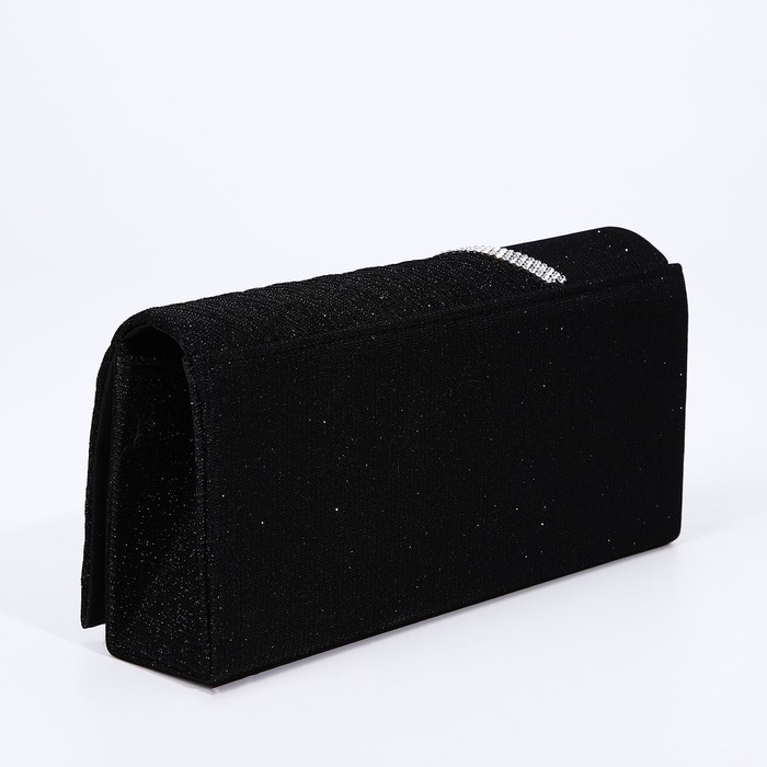 Сумка-клатч на магните, длинная цепь, цвет чёрный - фото 1886564779