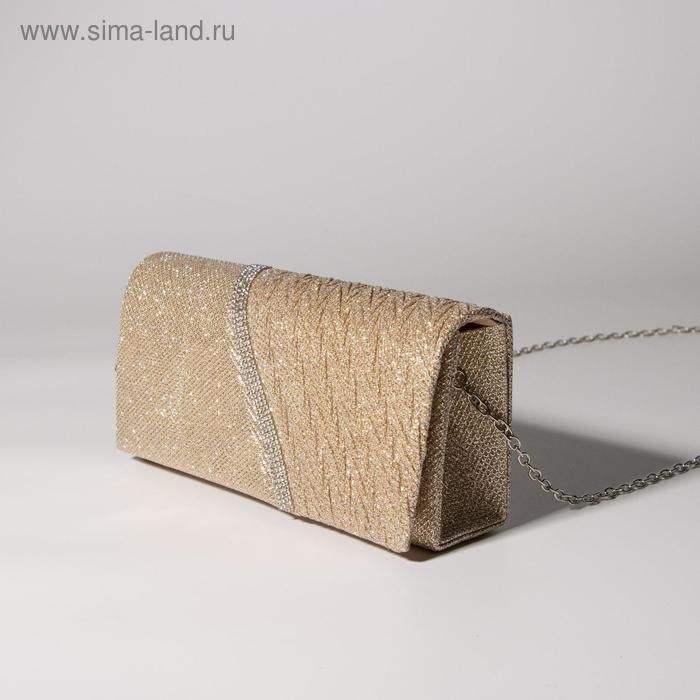 Сумка женская, отдел на клапане, длинная цепь, цвет золотой - Фото 1