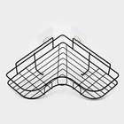 Полка для ванной Доляна, угловая, 2 крючка, 26×26×10 см, чёрная - Фото 1