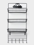 Полка 3-х ярусная, 6 крючков, 47×30×14 см, чёрная - Фото 3