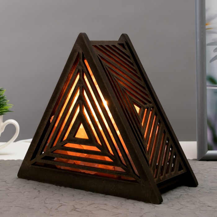 Соляной светильник с диммером "Пирамида" Е14  15Вт  1кг белая соль 17х19х7см - Фото 1