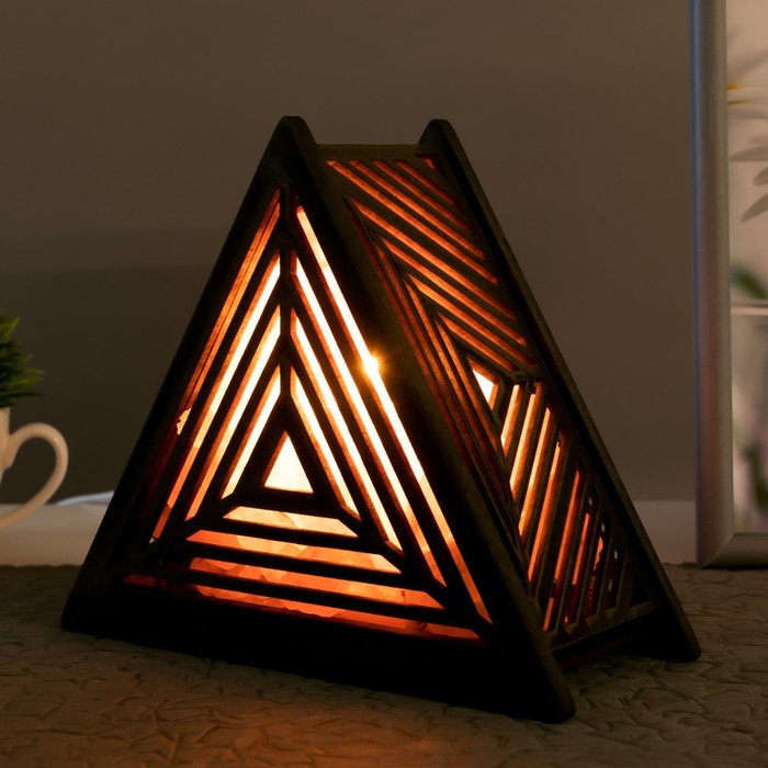 Соляной светильник с диммером "Пирамида" Е14  15Вт  1кг белая соль 17х19х7см - фото 1891009937