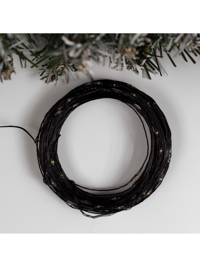 Гирлянда «Нить» 20 м, роса, IP20, чёрная нить, 200 LED, свечение тёплое белое, 12 В
