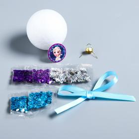

Новогодний шар Холодное сердце с пайетками + крепления + лента + мини-открытка