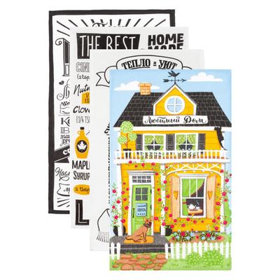 Набор кухонных полотенец Доляна «Любимый дом», 35×60 см-4 шт., 100% хлопок