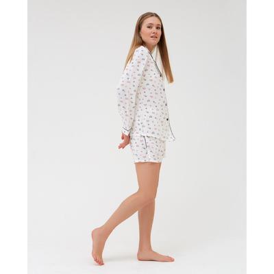 Пижама женская (рубашка, шорты) MINAKU, размер 50, белая