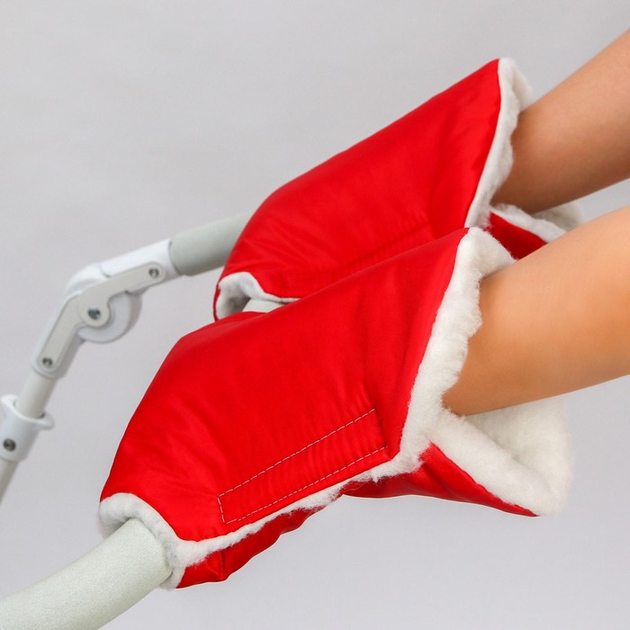 Варежки-муфты на ручку коляски, 2 шт., красные - Фото 1