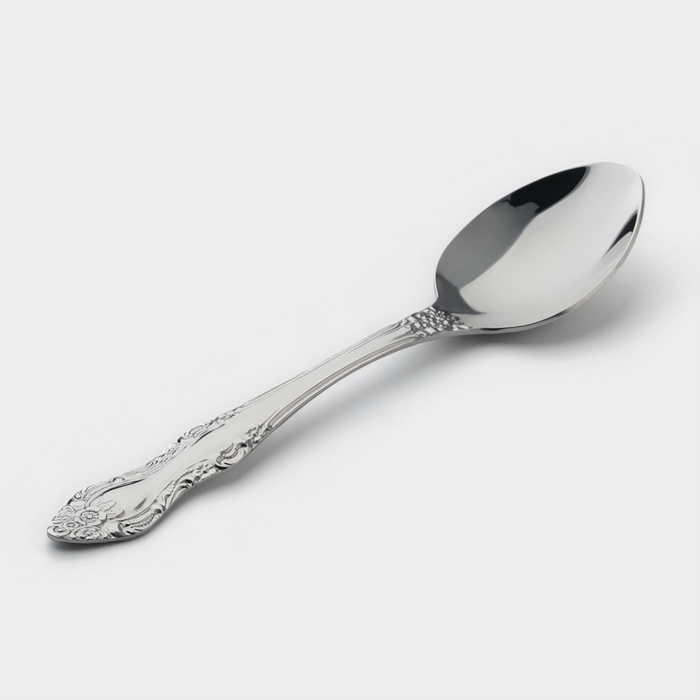 Ложка чайная «Тройка», длина 14 см, толщина 1.5 мм, цвет серебряный - Фото 1