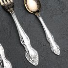 Набор столовых приборов «Тройка», 18 предметов, толщина 2 мм, художественная роспись по нитрид-титановому покрытию, картонная коробка - фото 24224335