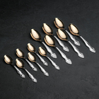 Набор столовых приборов «Тройка», 18 предметов, толщина 2 мм, художественная роспись по нитрид-титановому покрытию, картонная коробка - фото 24224337