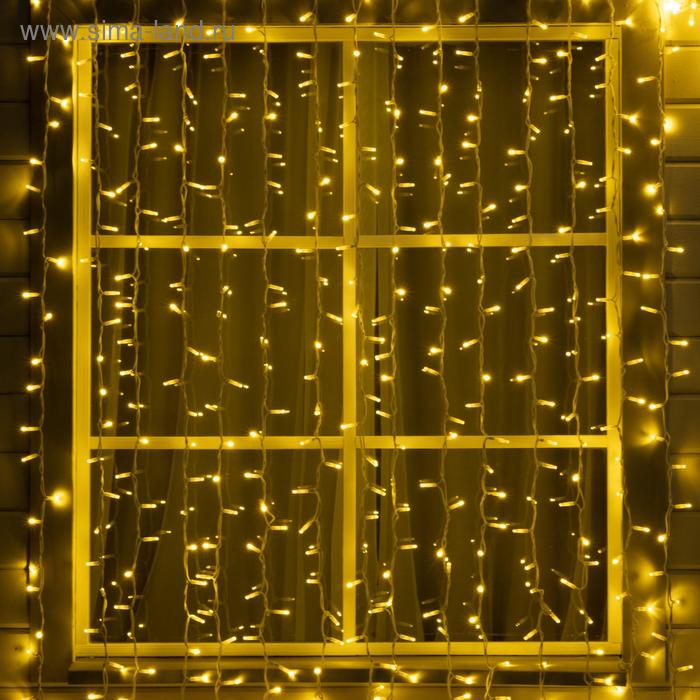 Гирлянда «Занавес» 2 × 3 м, IP65, УМС, белая нить каучук, 600 LED, свечение тёплое белое, 220 В - Фото 1
