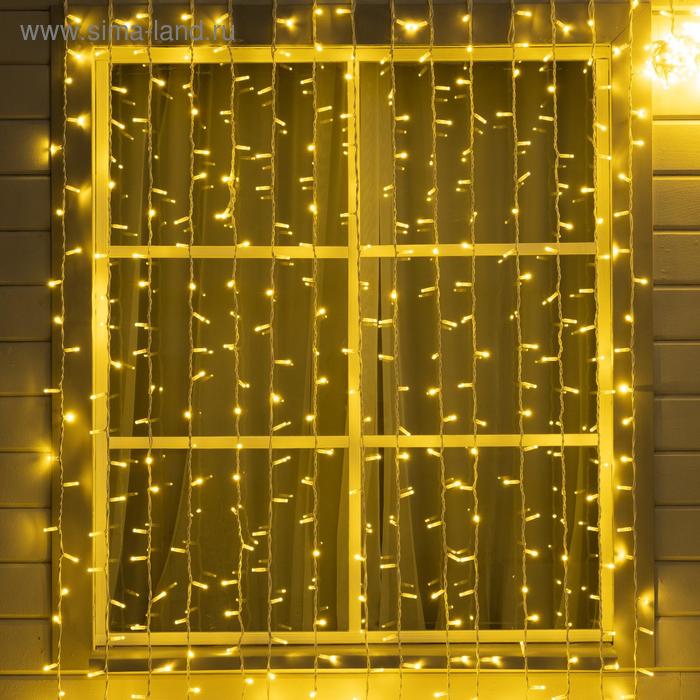 Гирлянда "Занавес" 2 х 6 м , IP65, УМС, белая нить каучук, 1000 LED, свечение тёплое белое, 220 В - Фото 1