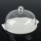 УЦЕНКА Подставка для десертов на керамической подставке с крышкой «Эстет», 26.5×23.4×27.5 см, цвет белый 6073338