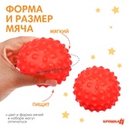 Развивающий тактильный мячик Крошка Я «Мишка», с пищалкой, 1 шт., красный - Фото 2