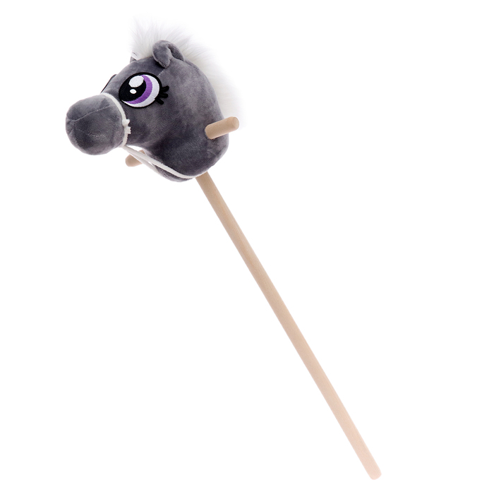 Мягкая игрушка «Конь-скакун», на палке, МИКС, цвет серый - фото 1892489038