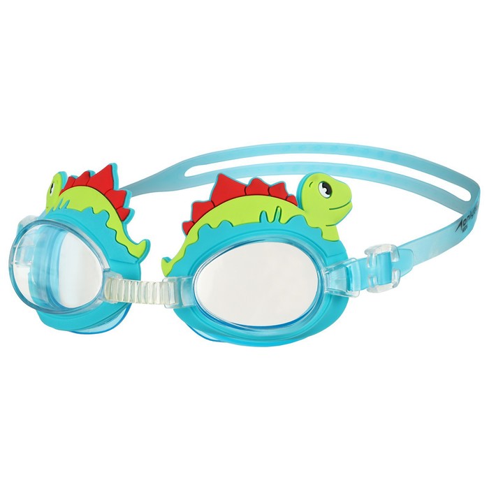 Очки для плавания детские ONLYTOP «Динозаврик», беруши, цвет голубой - Фото 1