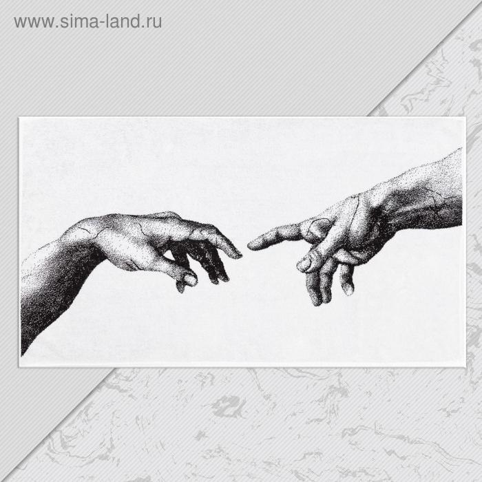 Полотенце махровое «Этель. Руки», 70×130 см, 100% хлопок, 420 г/м², чёрно-белое - Фото 1