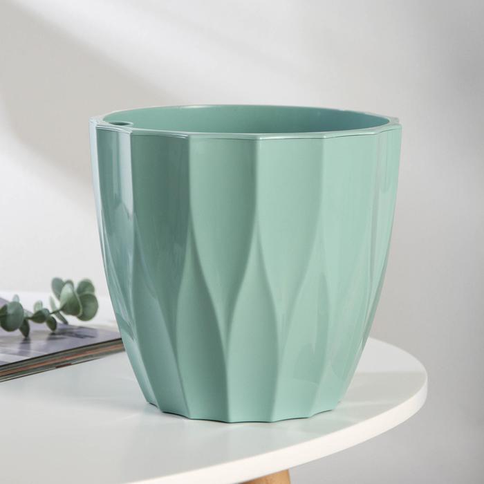 Кашпо для цветов со вставкой «Флюте», 3 л, нефрит - Фото 1