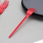 Вилка пластиковая одноразовая, 16,5 см, цвет красный (комплект 100 шт) - фото 21185738