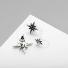 Серьги «Каффы» полярные звёзды, набор 3 шт, цвет белый в серебре - Фото 4