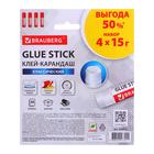 Клей-карандаш PVP 15 г BRAUBERG ВЫГОДНАЯ УПАКОВКА, 4 штуки, блистер - Фото 2