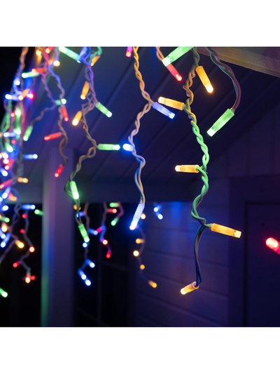 Гирлянда «Бахрома» 3×0.6 м, IP65, УМС, белая нить каучук, 108 LED, свечение мульти, 220 В