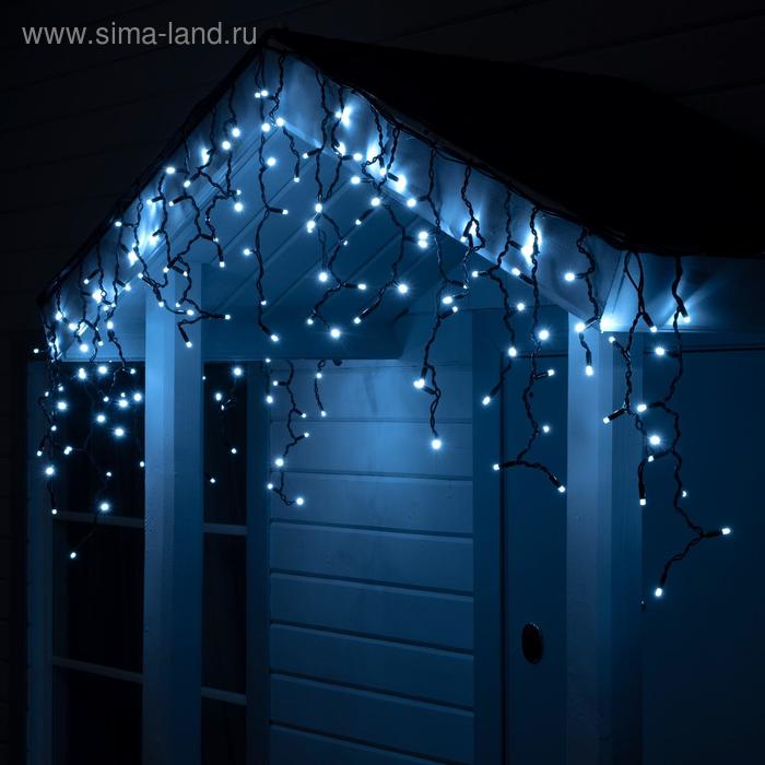 Гирлянда "Бахрома" 3 х 0.6 м , IP65, УМС, тёмная нить каучук, 108 LED, свечение белое, 220 В - Фото 1