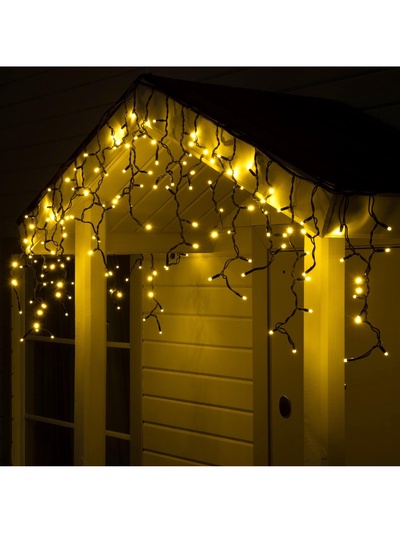Гирлянда «Бахрома» 3×0.6 м, IP65, УМС, тёмная нить каучук, 108 LED, свечение тёплое белое, 220 В