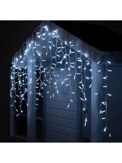 Гирлянда «Бахрома» 3×0.9 м, IP65, УМС, белая нить каучук, 144 LED, свечение белое, 220 В