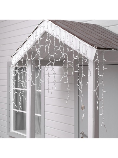 Гирлянда «Бахрома» 3×0.9 м, IP65, УМС, белая нить каучук, 144 LED, свечение белое, 220 В