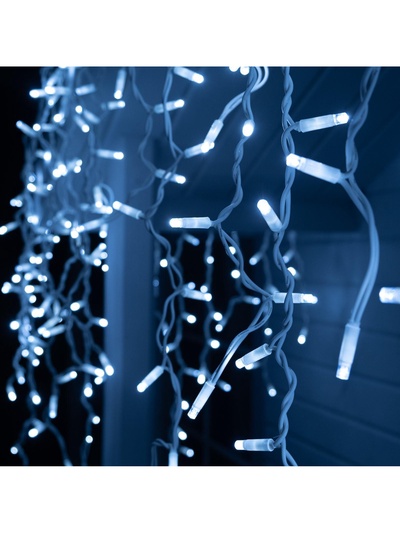 Гирлянда «Бахрома» 3×0.9 м, IP65, УМС, белая нить каучук, 144 LED, свечение белое, 220 В