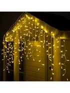 Гирлянда "Бахрома" 3 х 0.9 м , IP65, УМС, белая нить каучук, 144 LED, свечение тёплое белое, 220 В - Фото 6