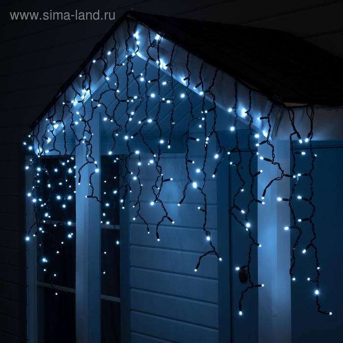 Гирлянда "Бахрома" 3 х 0.9 м , IP65, УМС, тёмная нить каучук, 144 LED, свечение белое, 220 В - Фото 1