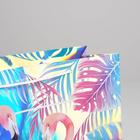 Пакет подарочный голографический, упаковка, «Фламинго», 32 х 26 х 12 см - Фото 3