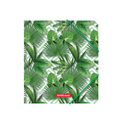 Папка на резинке для тетрадей A5+, 550 мкм, ErichKrause Tropical Leaves, до 300 листов, с рисунком
