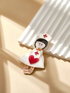 Брошь «Медсестра» с сердцем, цветная в золоте - Фото 3