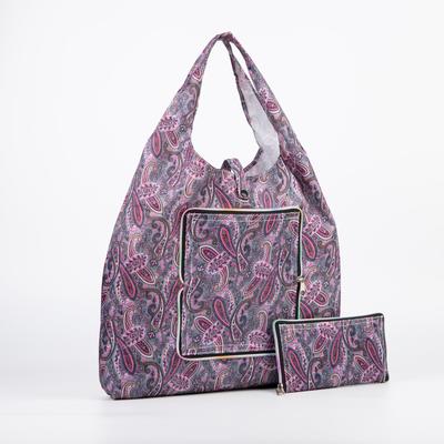 Сумка складная, отдел на кнопке, водонепроницаемая, цвет серый/розовый