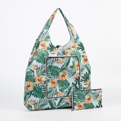 Сумка складная, отдел на кнопке, цвет бежевый/зелёный