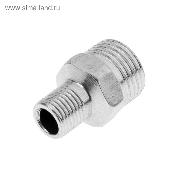 Ниппель переходной ZEIN engr, 1/4" х 1/2", наружная резьба, нержавеющая сталь - Фото 1