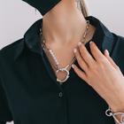 Кулон «Цепь» булавка в жемчуге, цвет белый в серебре, L=45 см - фото 24661692