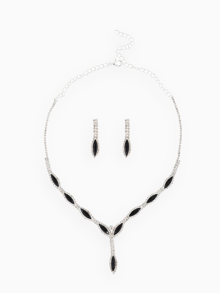 Набор 2 предмета: серьги, колье «Листопад» тонкий ромб, цвет чёрно-белый в серебре, 45 см - Фото 1