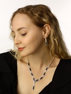 Набор 2 предмета: серьги, колье «Листопад» тонкий ромб, цвет чёрно-белый в серебре, 45 см - Фото 2