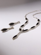 Набор 2 предмета: серьги, колье «Листопад» тонкий ромб, цвет чёрно-белый в серебре, 45 см - Фото 8